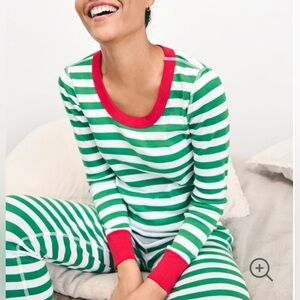 Hanna Anderson Green Stripe Long John Pajamas